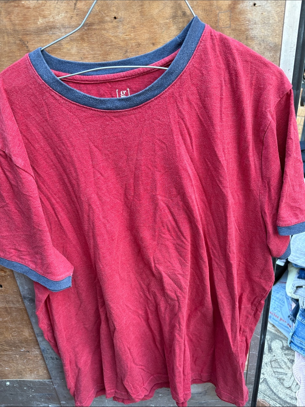 Men's Red Ringer T‑Shirt with Contrast Trim